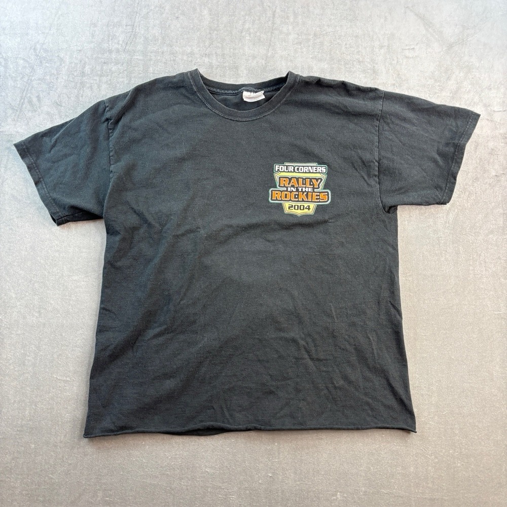 VTG Rally in the Rockies 2004 Graphic T Shirt Black Motorcycle Men's Large